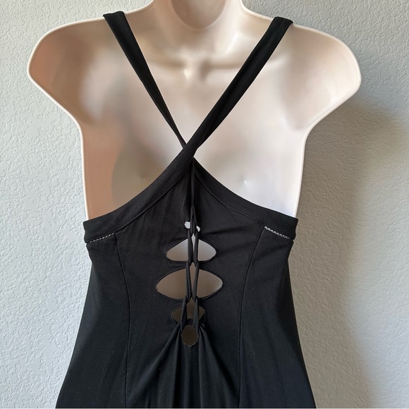 Sweaty Betty Modal Black Lace Up Back Jumpsuit Bodysuit with mesh detail size s - Picture 2 of 6